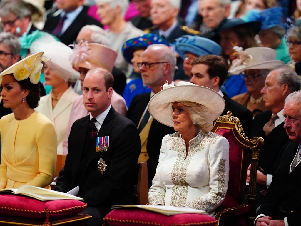 Prince William and Kate sat with Prince Charles and Camilla across from the Sussexes. Picture: Getty Images