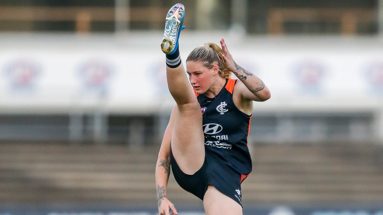 Tayla Harris was abused for her kicking style. Picture: Tim Carrafa