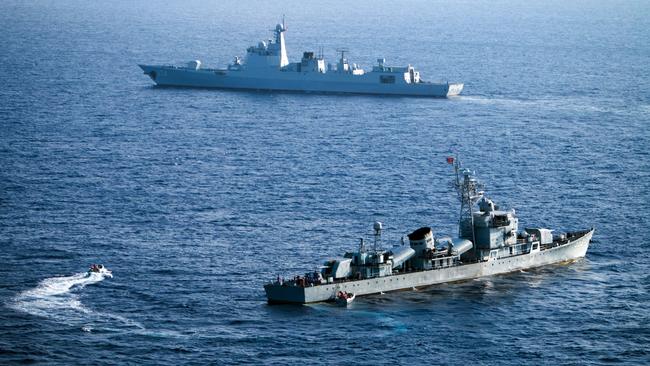 Crew members of China’s South Sea Fleet during a drill in the Xisha, or Parcacel Islands in the South China Sea in 2016. Picture: AFP