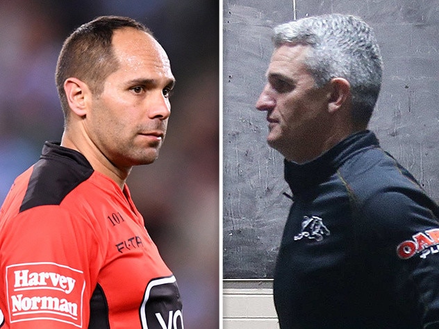 Ashley Klein and Nathan Cleary's heated half-time exchange has landed the Panthers coach in trouble.