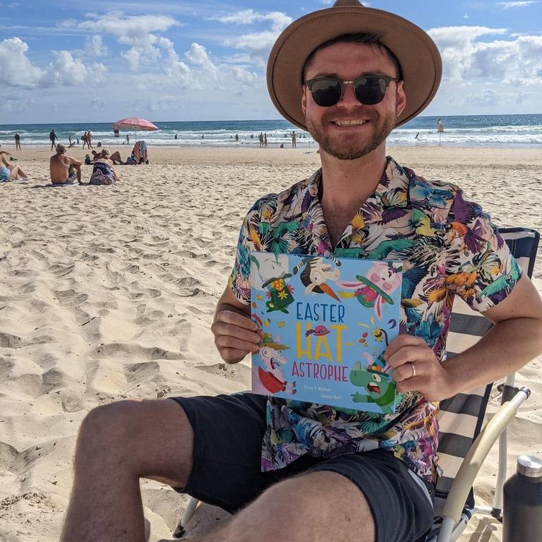 Children's author Rory H. Mather with his second picture book, Easter Hat-astrophe published by Scholastic Australia.