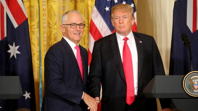 Donald Trump and Malcolm Turnbull at the White House. Picture: Nathan Edwards