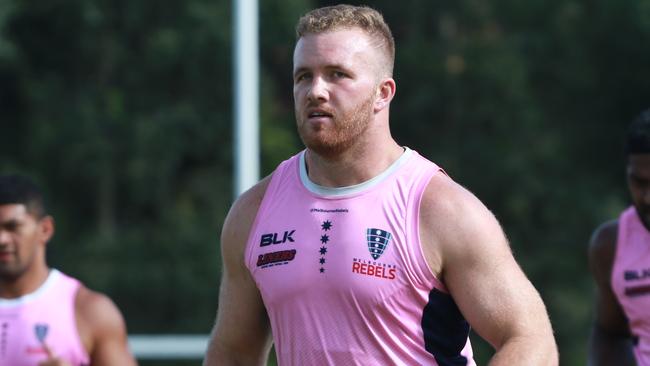 melbourne rebels prop matt gibbon at training