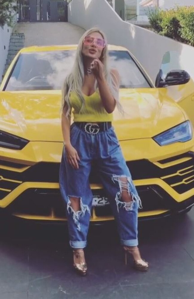 Jean Nassif shared the original video of his wife Nissy in front of her new yellow Lamborghini.