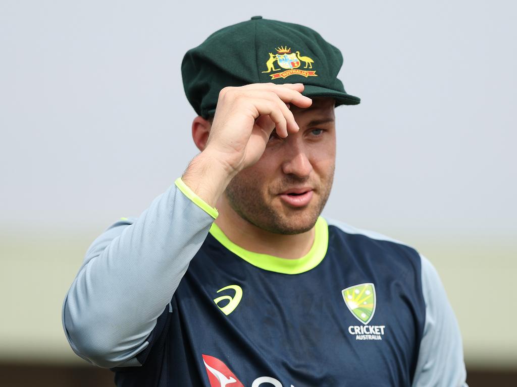 Josh Inglis receives his cap before play started. Picture: Getty Images