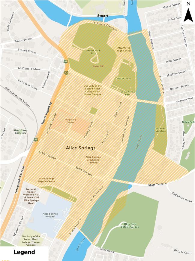 Map of the Alice Springs curfew zone.