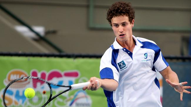 Jack Schipanski, pictured ahead of the 2013 Asia-Pacific Tennis League, led Glenlea to the 2019 men’s state league title. Picture: News Corp