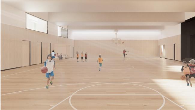 A concept image of the multipurpose facility at the school.