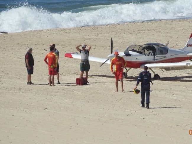 Plane lands at Bulcock Beach. Picture - Facebook.