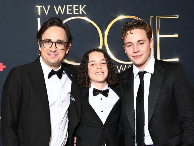 (L-R) Tim Winton, Felix Cameron and Lee Halley attend the 64th Television Week Logie Awards presentation ceremony at The Star in Sydney, Sunday, August 18, 2024. (AAP Image/Bianca De Marchi) NO ARCHIVING