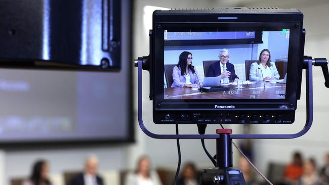 Federal Reserve board chairman Jerome Powell is filmed speaking during a so-called town hall meeting. Picture: Getty Images