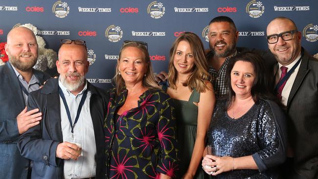 <i>The Weekly Times </i>commercial team (from left) Blake Hillier, Matt Rainsford, Melanie Stephens, Audrey Lucas, Sam Rohayem, Abbi Fletcher and Scott McCullough get in the spirit of the event.