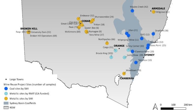 Old and current mine sites where critical minerals and high-tech metals have been found. Picture: NSW Government