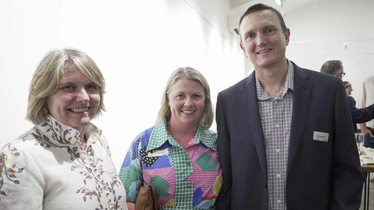 Heather O'Brien with Caroline and Michael Buster at the Mort and Co Lawn of Fame award night at The Lighthouse Toowoomba on January 31, 2025.