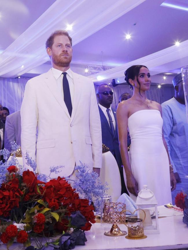 The couple were attending a reception in Abuja, Nigeria. Picture: Andrew Esiebo/Getty Images for The Archewell Foundation