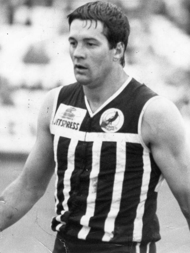 SA footballer David Granger during Port Adelaide vs. Glenelg preliminary final SANFL in 1982. Picture: File