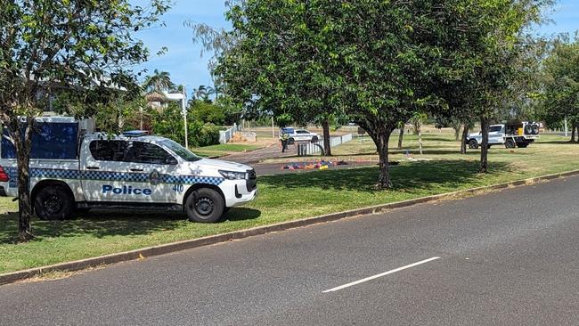 NT police investigating a hit and run that left three people in a critical condition early in Brinkin on April 19, 2024. Picture: Alex Treacy