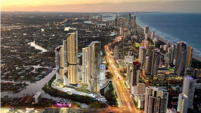 The masterplan for The Star Gold Coast includes up to five residential towers. Photo: Supplied