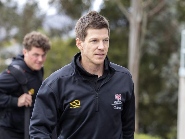 Tim Paine leaves Queenborough Oval, Hobart.  Picture: Chris Kidd