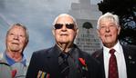 (L-R) Frank Morris, Bruce Myers and Kevin Knight after the Remembrance Day service at Penguin