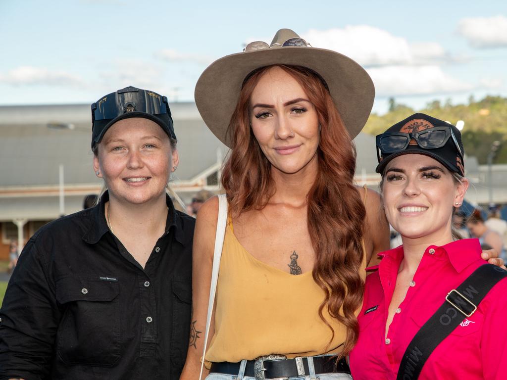 Jess Moore (left), Jade Moore and Chantelle Turner. Meatstock at the Toowoomba Showgrounds. April 14th, 2023