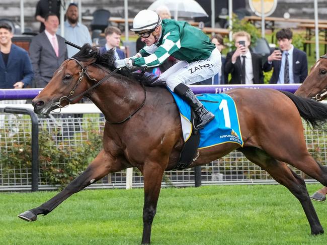 Growing Empire ridden by Mark Zahra wins the Winning Edge Presentations Poseidon Stakes at Flemington Racecourse on September 14, 2024 in Flemington, Australia. (Photo by George Sal/Racing Photos via Getty Images)