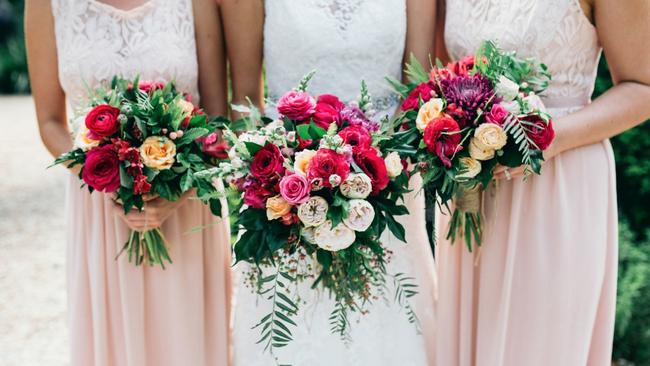 Bridal floral arrangements by Skeleton Leaf florist. Picture: Fig Tree Pictures