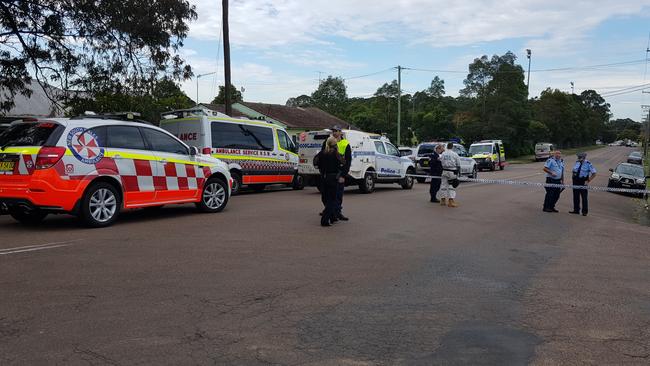 The scene in Warner Ave, Wyong where father-of two Jesse Thompson was shot dead and another man wounded. Picture: David Cleverly