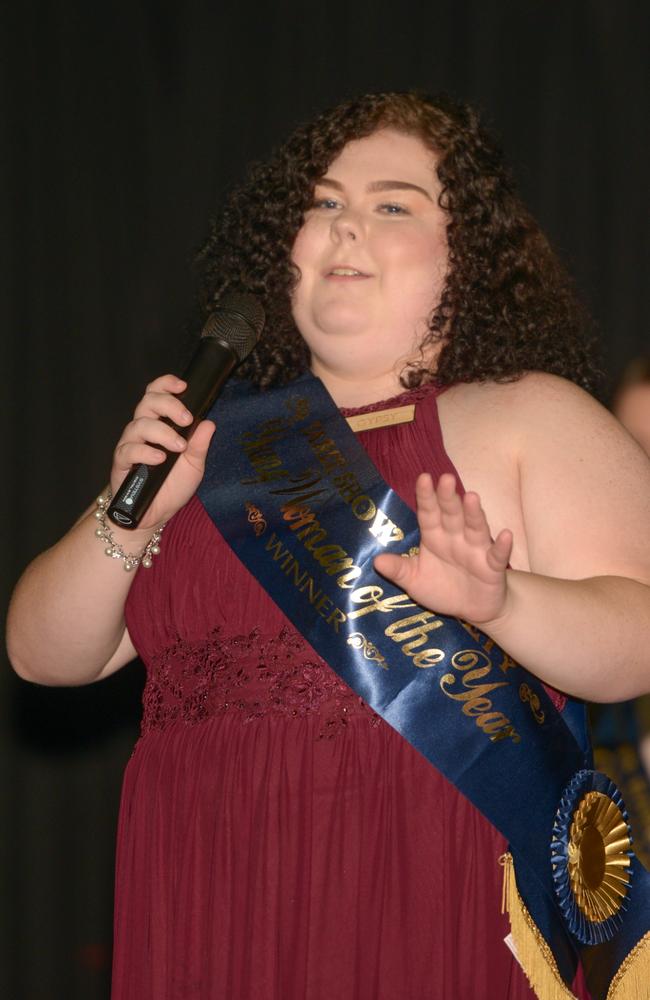 Gypsy-Lee Marshall from Taree giving her speech for the zone 1 and 2 finals of Sydney AgShow Young Woman 2022 at the Lismore Workers Club.