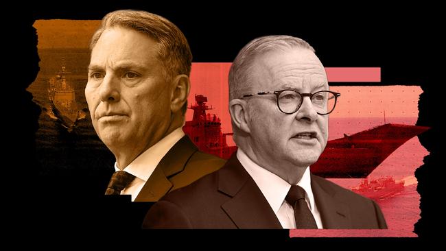 Defence Minister Richard Marles and Anthony Albanese. Artwork: Emilia Tortorella
