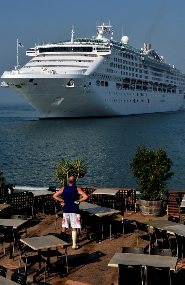 Nigel Hellings, killed in the Darwin rampage, pictured watching the cruise ship Dawn Princess as it makes its way into Darwin Harbour and docks at Fort Hill wharf. Picture: Supplied