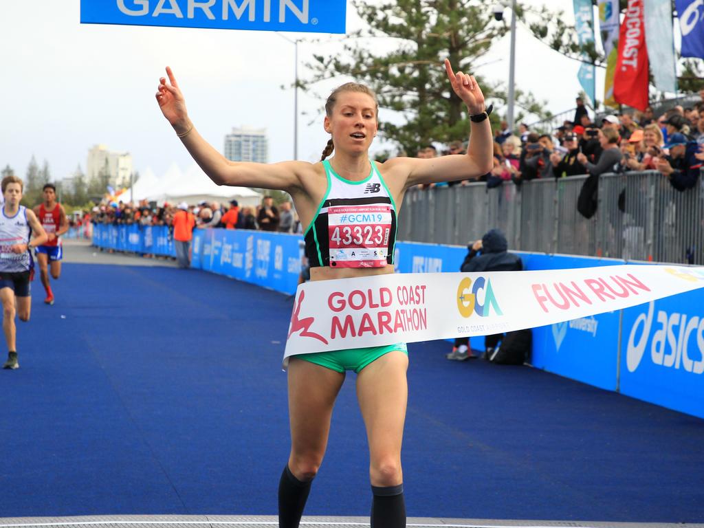 Jennifer Blundell winning the Gold Coast Airport Fun Run.