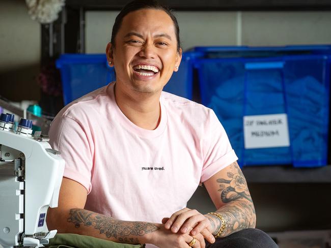 MasterChef contestant Khanh Ong. The former DJ turned foodie has started T-shirts called You Are Loved to spread love and positivity. Picture: Mark Stewart