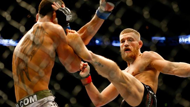 McGregor during a fight against Max Holloway in 2013. Picture: Jared Wickerham/Getty Images