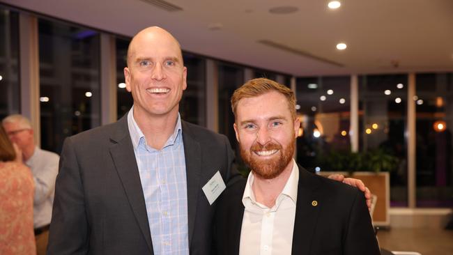 Steve Brook and Joe Wilkinson at the Gold Coast Australian of the Year Awards 2025 at Sky Point for Gold Coast at Large. Picture, Portia Large.