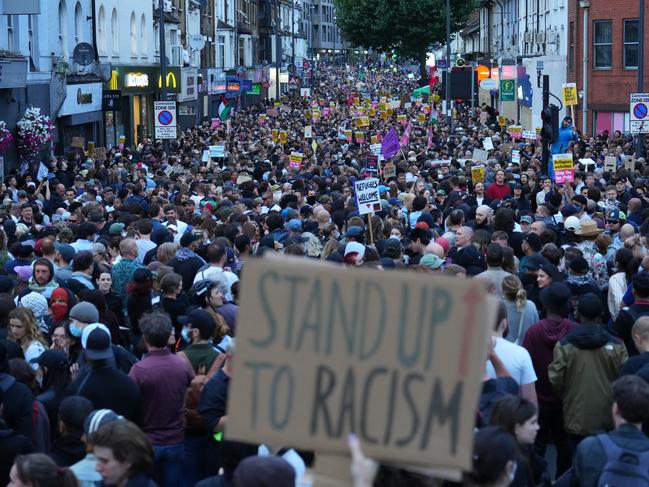 Anti-racism counter protesters take to streets in London’s Walthamstow. Picture: Getty Images