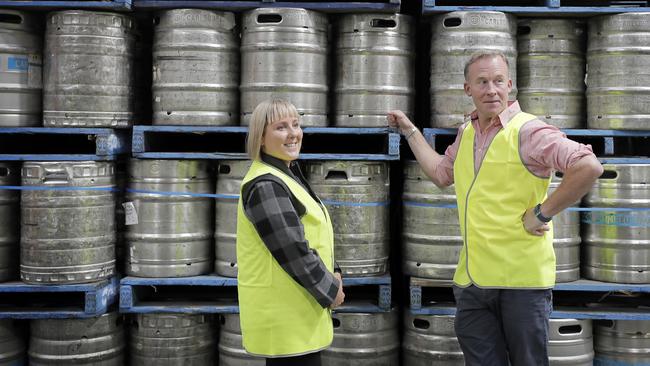 Cascade manager Anita Holdsworth and Premier Will Hodgman at the brewery. Picture: PATRICK GEE