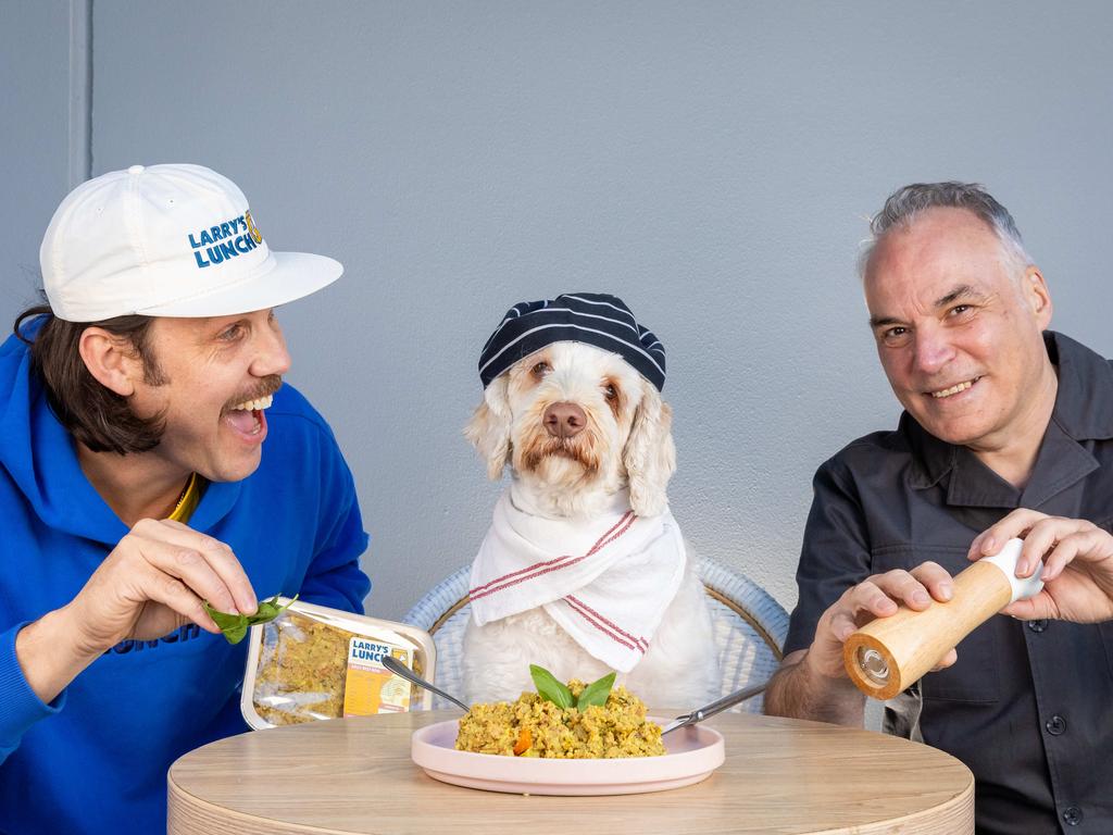 Larry, 5 labradoodle, is the chief quality control taste-tester of Larry’s Lunch. Picture: Jason Edwards