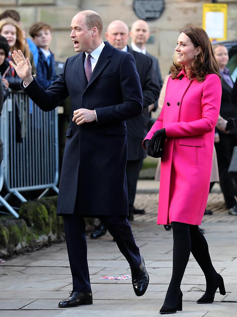 Prince William, Duke of Cambridge and Catherine, Duchess of Cambridge arrive for their visit to Coventry Cathedral during their visit to the city on January 16, 2018 in Coventry, England. Picture: Getty