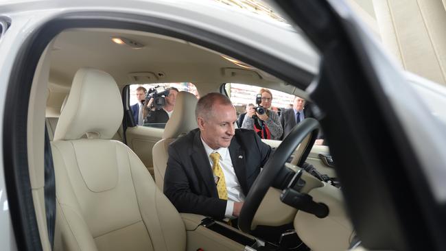 South Australian Premier Jay Weathierill at the driverless car trials announcement earlier this year. Photo Naomi Jellicoe