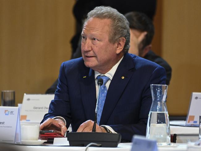 CANBERRA, AUSTRALIA - NewsWire Photos September 02, 2022: Andrew Forrest, Fortescue Metals Group, The Minderoo Foundation at the Jobs and Skills Summit at Parliament House in Canberra. Picture: NCA NewsWire / Martin Ollman