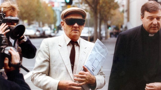 George Pell with Gerald Ridsdale outside court in 1993.