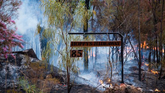 A property impacted by the blaze at Noonamah. Picture: Che Chorley