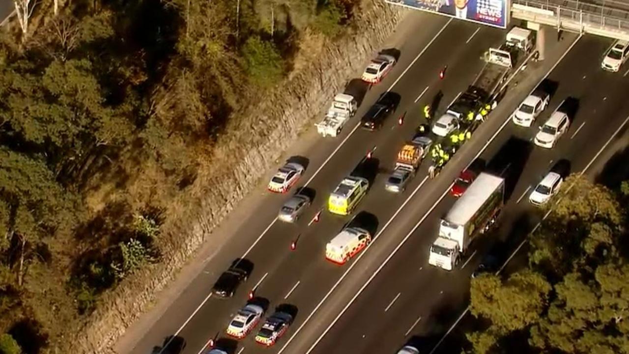 Emergency services are on the scene of the five car pile-up. Picture: Nine