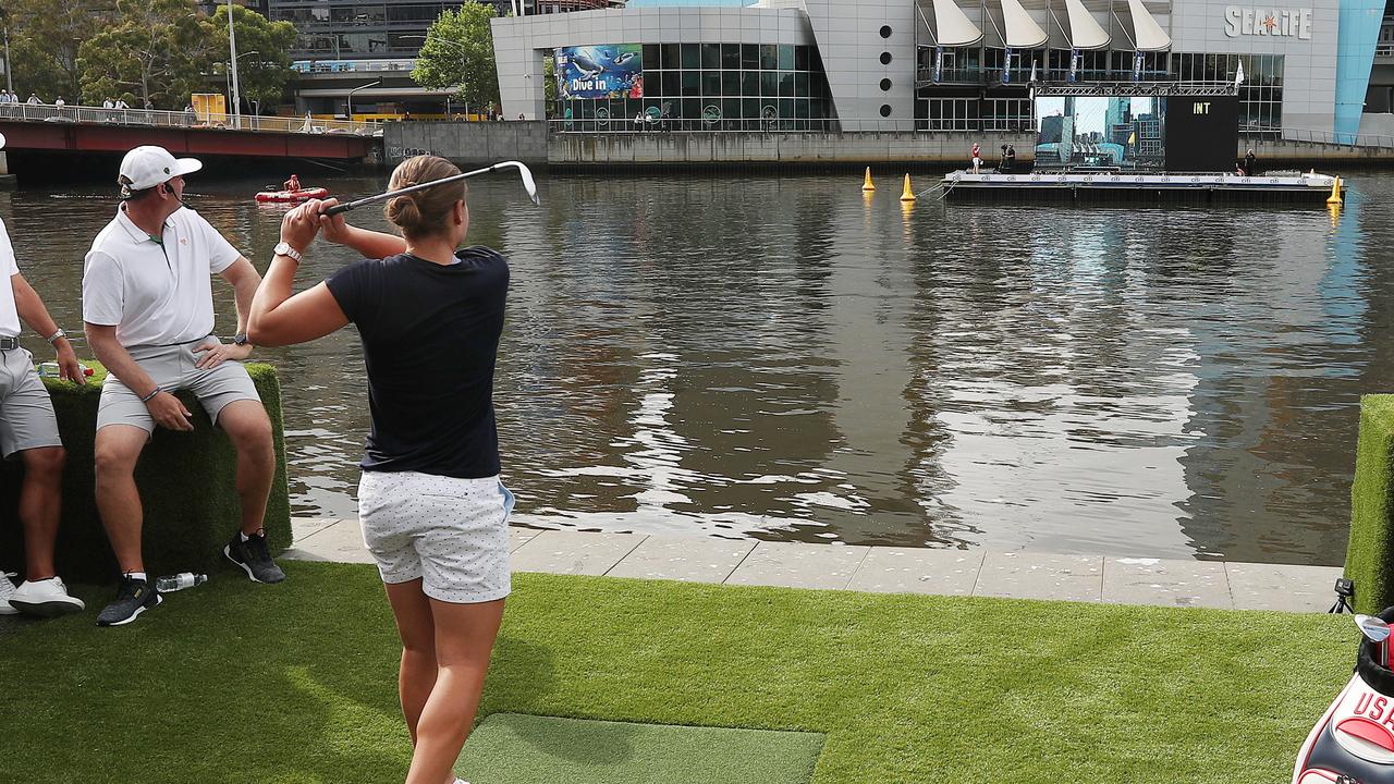 Ash Barty impressed during the Presidents Cup launch on the banks of the Yarra River in Melbourne. Pic: Michael Klein
