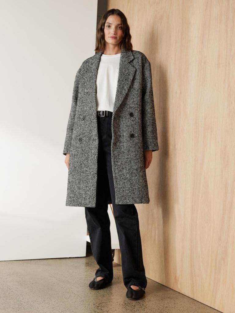 Atmos & Here Callie Herringbone Coat. Picture: THE ICONIC.