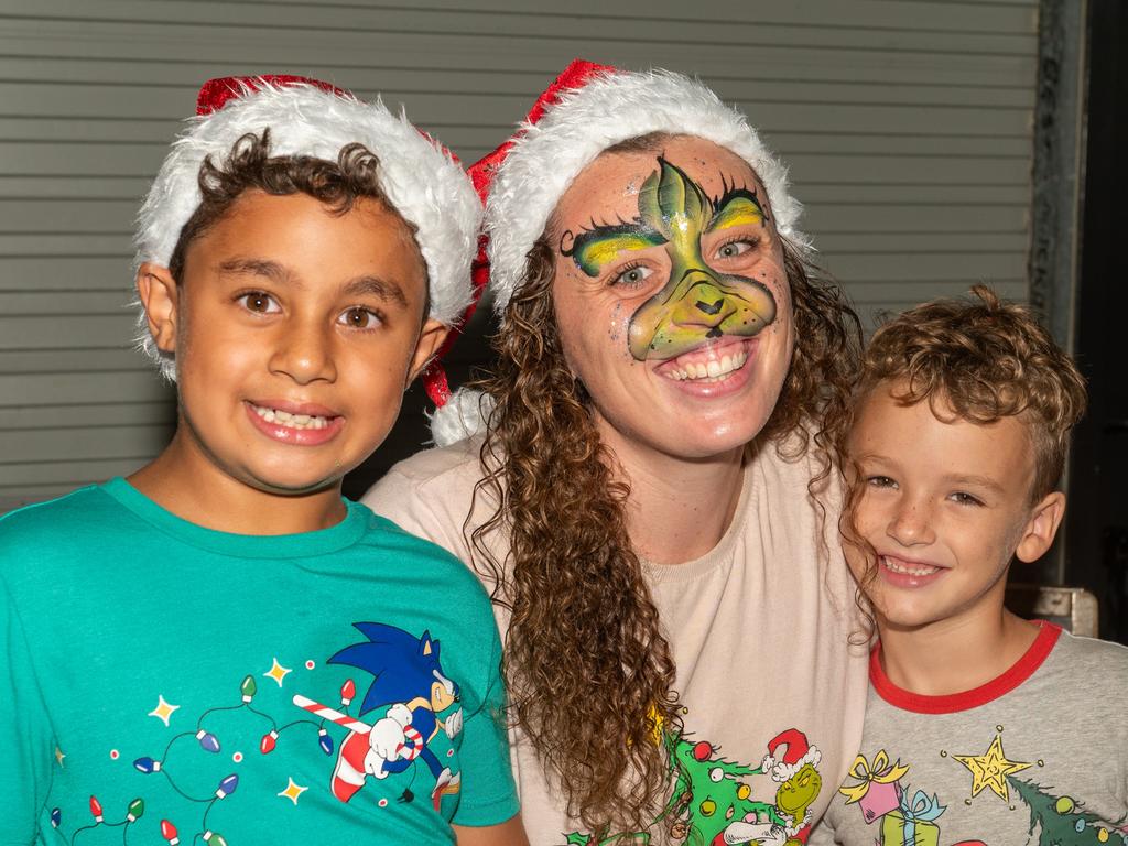 Raphael Seyfort, Jaide Seyfort and Connor Seyfort at Christmas Carols Hosted by Sarina Surf Lifesaving Club Saturday 21 December 2024 Picture:Michaela Harlow