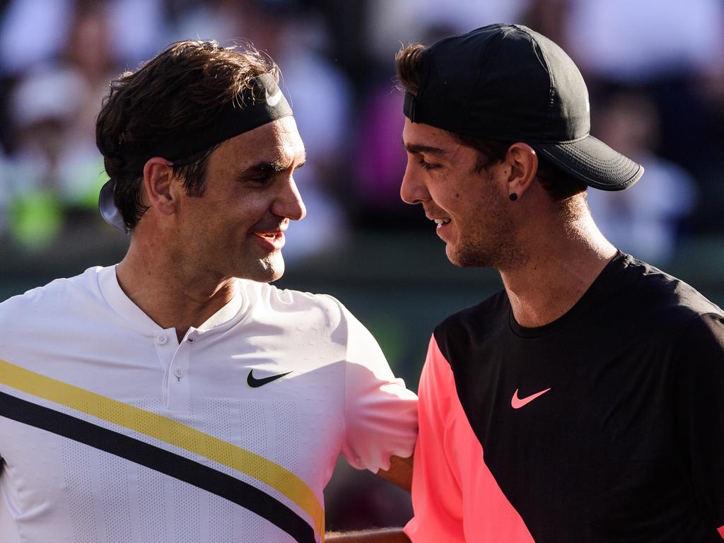 When Kokkinakis beat Roger Federer in 2018, it had been 15 years since a world number one was beaten by someone ranked so low. Picture: Mike Frey/Getty Images)