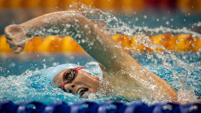 Lillie McPherson swimming at the NSW age championships.