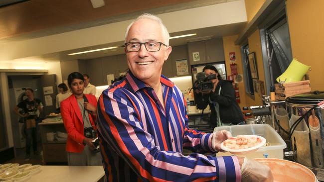 Malcolm Turnbull on Christmas day at Wayside Chapel, Kings Cross. Picture: Dylan Robinson